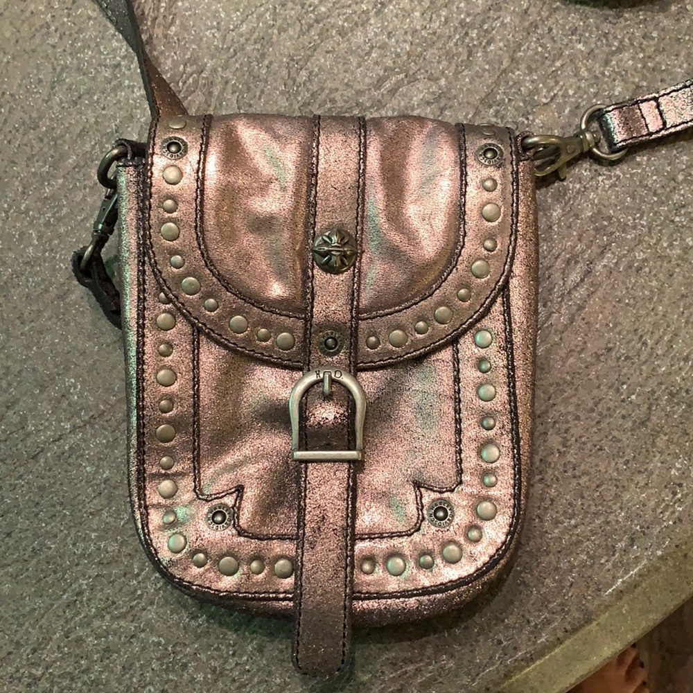 Harley Davidson crossbody metallic leather purse